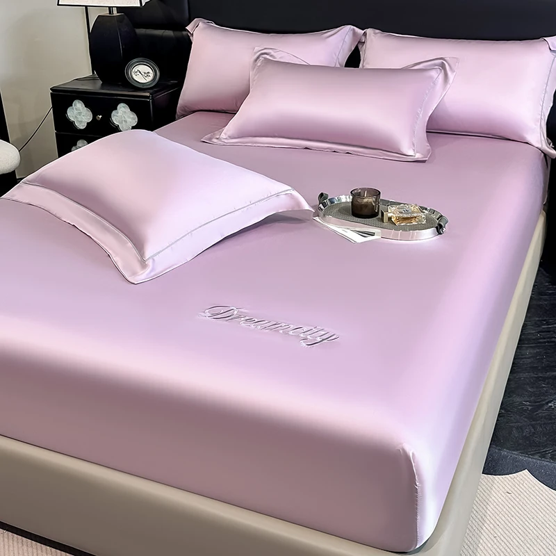 Rayon Einfarbiger Matratzenbezug Luxuriöses Satin-Spannbettlaken mit Gummiband Bettlaken 140x200 198x203 Passgenaues Laken