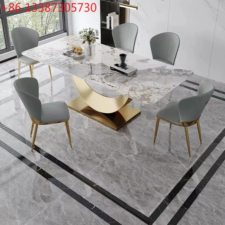 

Новый итальянский светлый роскошный яркий обеденный стол Pandora из каменной плиты, современный дом
