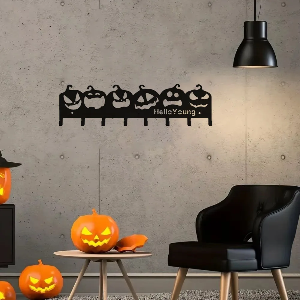 1pc Mysterious Metal Decorative Hook - A Compact Storage Rack with a Sinister Halloween Horror Pumpkin-Shaped Design