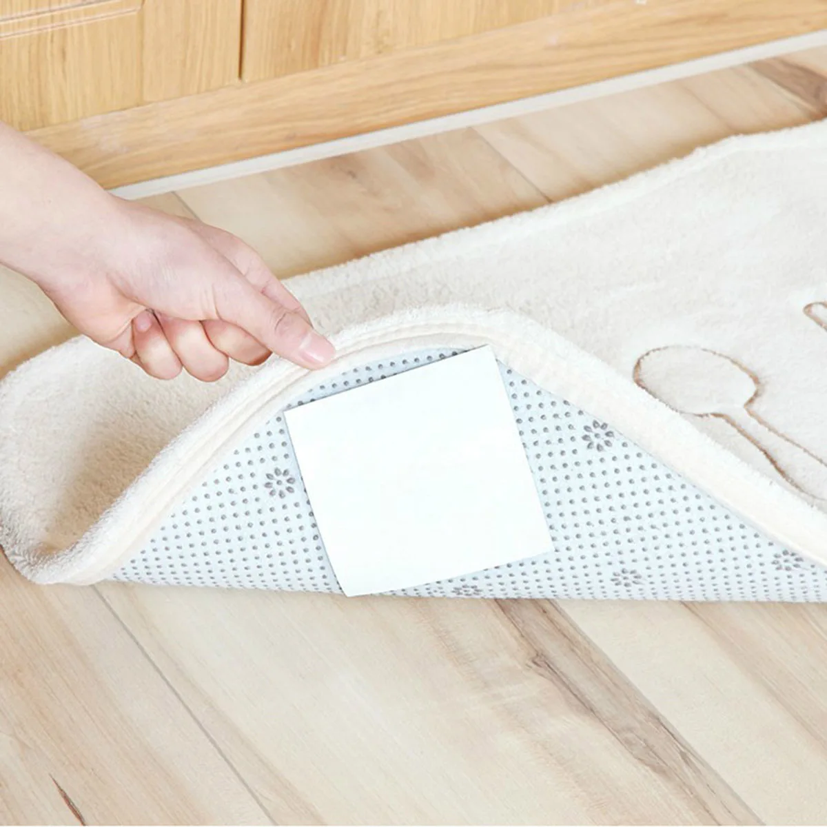 12 قطعة منصات البساط المضادة للانزلاق للسجاد سجادة أرضية غير قابلة للانزلاق ملصق القابض الشريط هوك حلقة لا بقايا سهلة التركيب المنزل ديكو #3