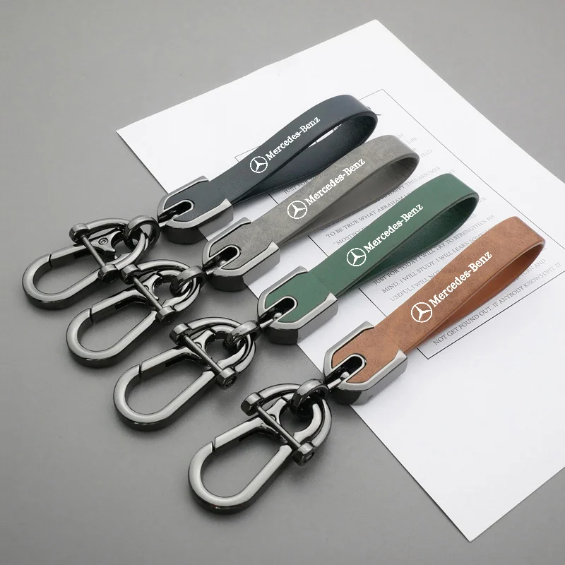 High-Quality Zinc Alloy Leather Car Logo Keychain For Mercedes Benz A C E S G Class GLC CLE CLA GLB GLS W177 W205 W213 W222 X167