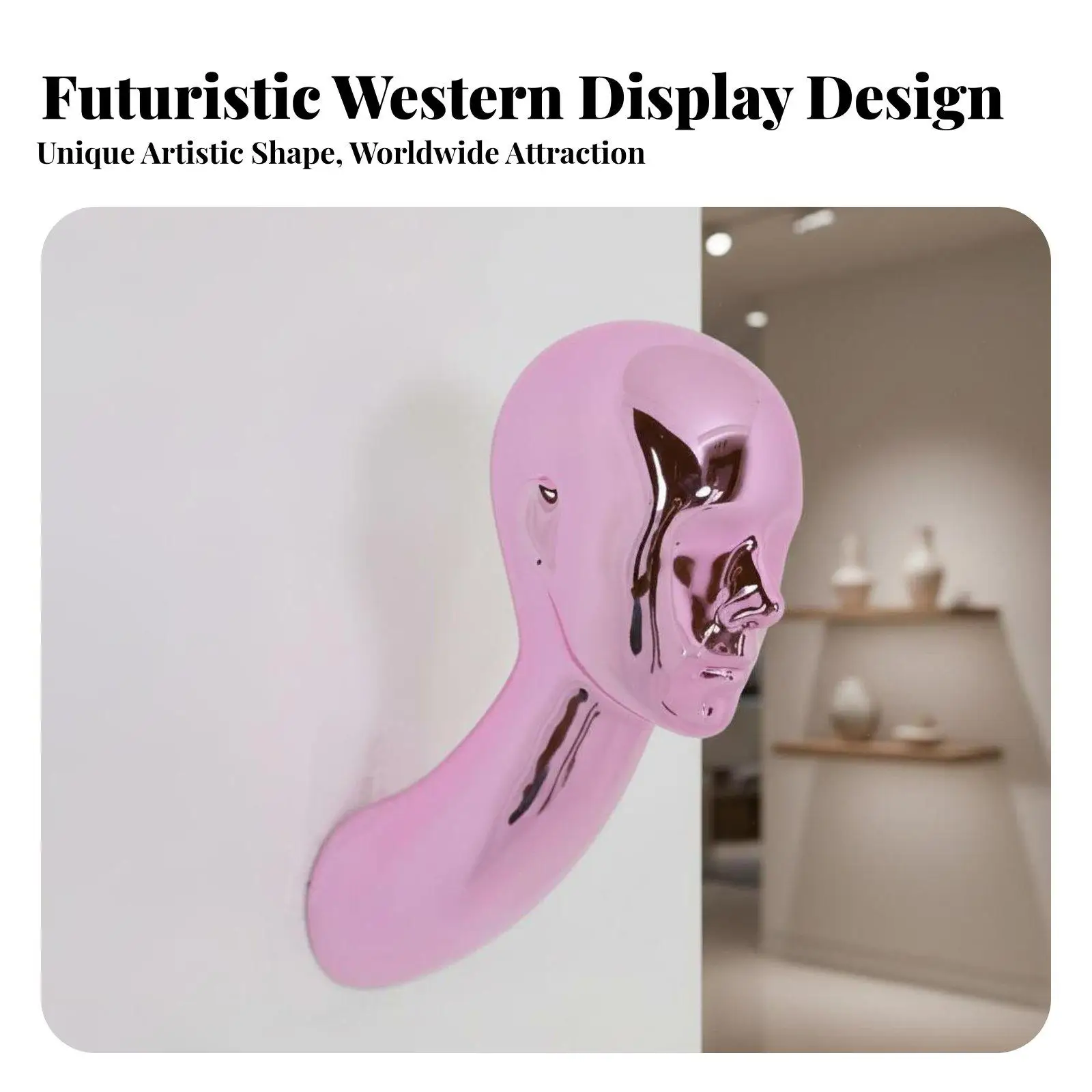 Durable Abstract Mannequin Head Stand for Wig Hat Display Fiberglass Bust for Boutique Storefront Window Visual Merchandising