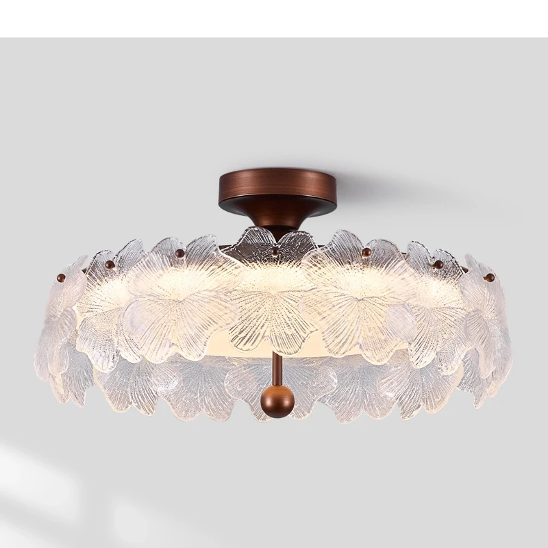 

French medieval bedroom chandelier retro premium flower glass room light full spectrum eye protection study light