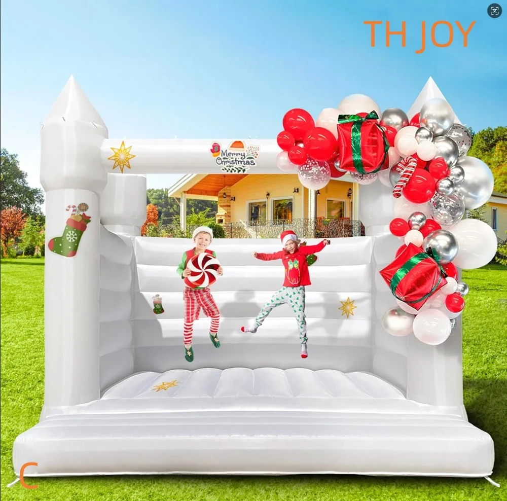 

Быстрая доставка до двери, коммерческий надувной батут-замок белого цвета с шариками для детей на рождественскую вечеринку