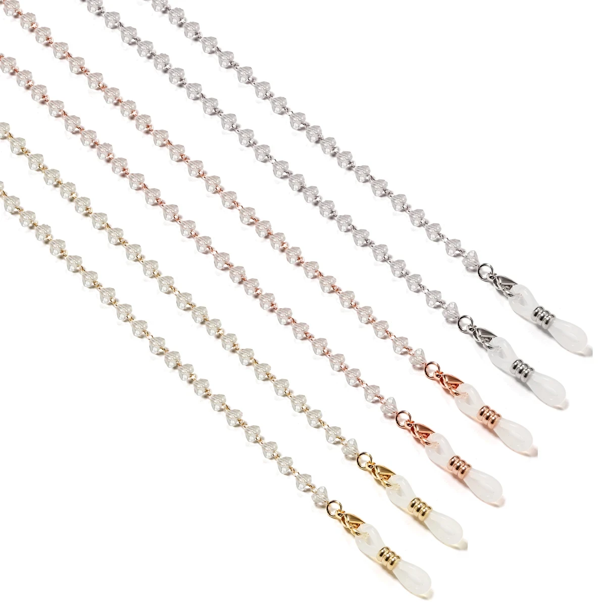 Triangle Crystal Beaded Glasses Chain for Women Fashion Lanyard Gold Color Metal Sunglassses Chains Strap Cord Hanging Neck Hold