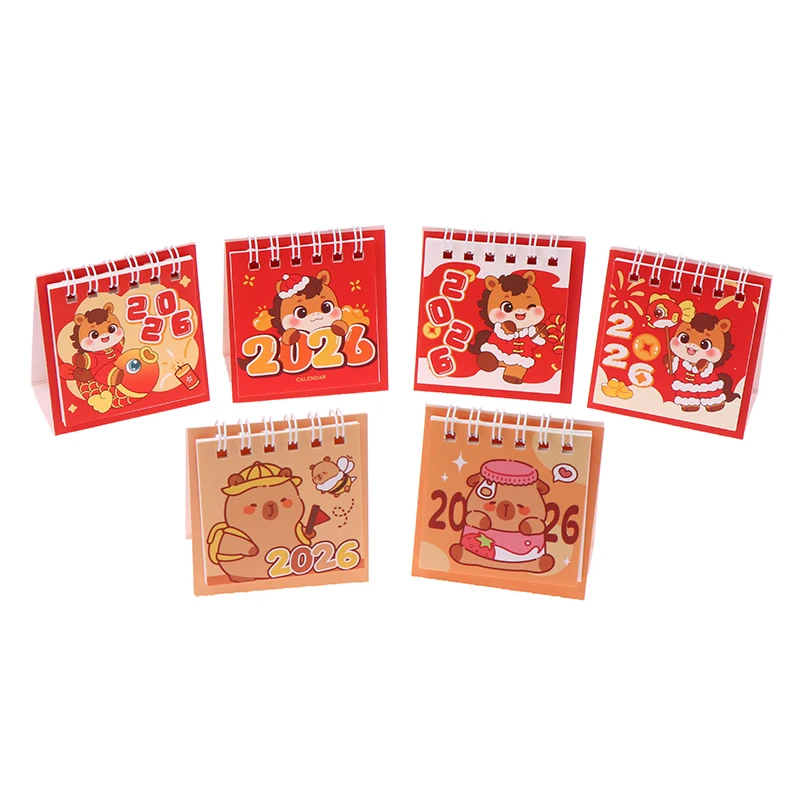 2026 لطيف كابيبارا الحصان تقويم مكتبي صغير محمول لفائف التقويم الكتب بناتي القلب إدارة الوقت مكتب الزينة #3