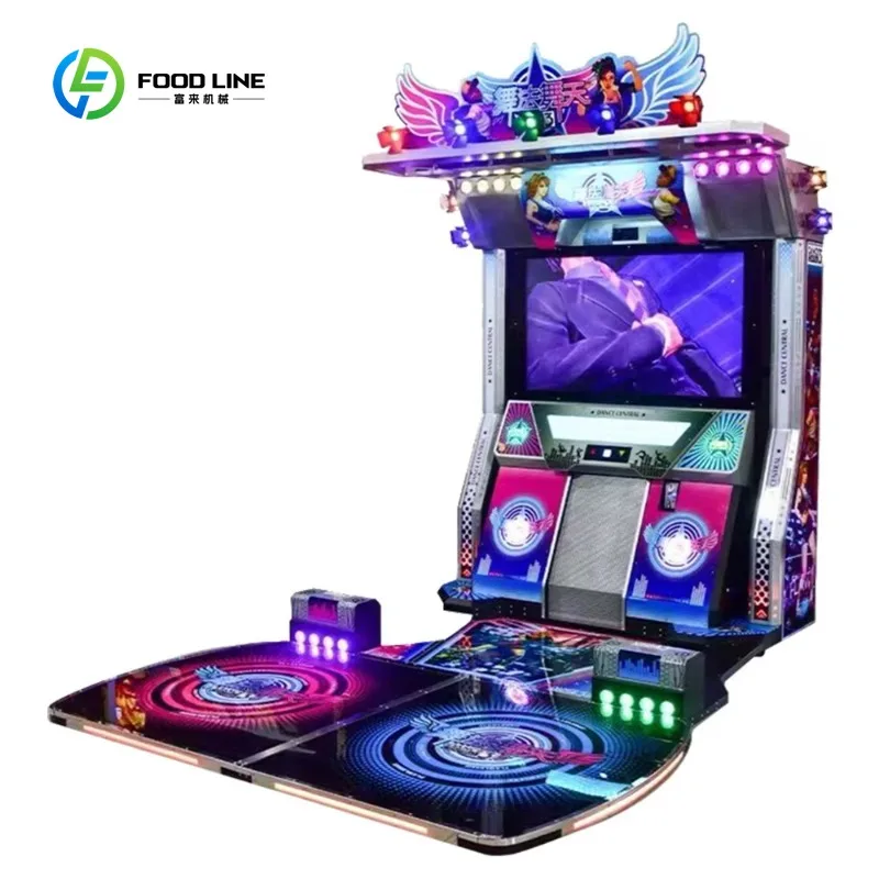 Customized Commercial 2 Player Coin Operated Arcade Dance Machine HD Screen LED Lights English Version CE Certified
