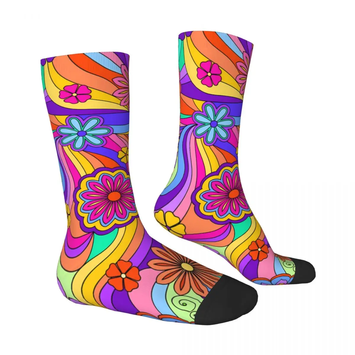 Groovy Psychedelic Flower Power Socks Male Mens Women Winter Stockings Printed