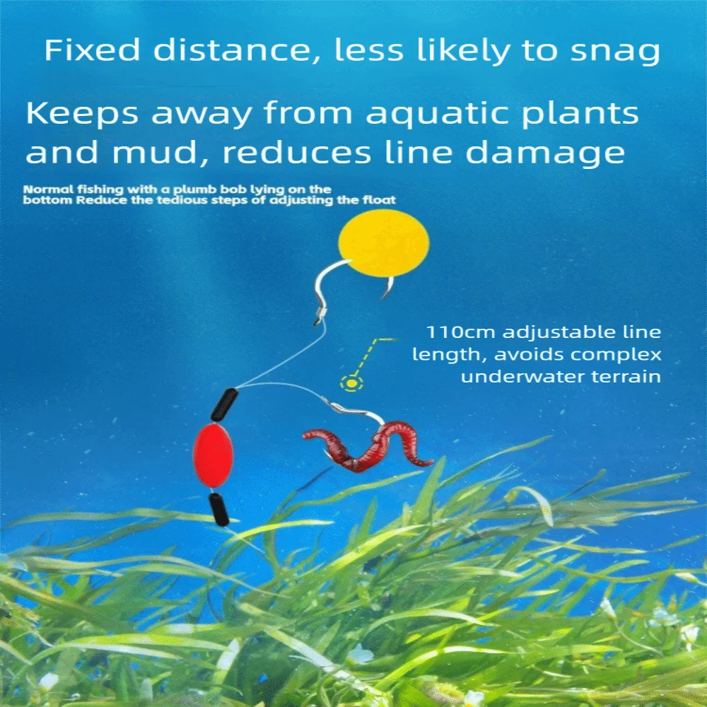 نظام تعليق مزدوج بخطاف لتعليق حفارات سمك الشبوط جاهز ومضاد للخط السفلي مقاس 4 #   5 #   6 #   منصات شعر الصيد المضادة للجزء السفلي