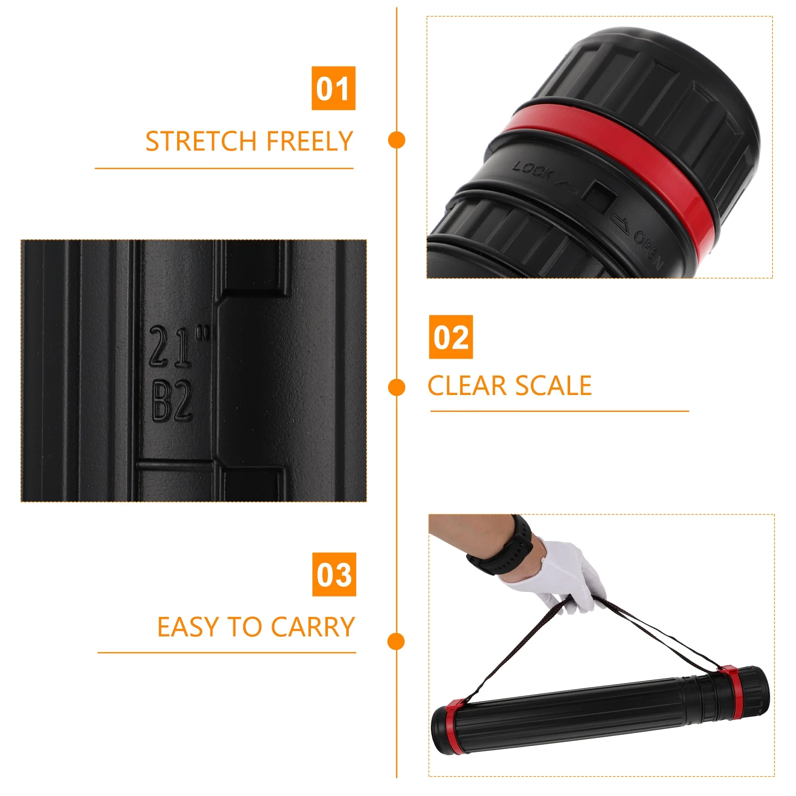 1Pcs Extendable Telescoping Poster Tube Thick Drafting Storage Case Shoulder Strap Adjustable Plastic Tube for Artwork Posters