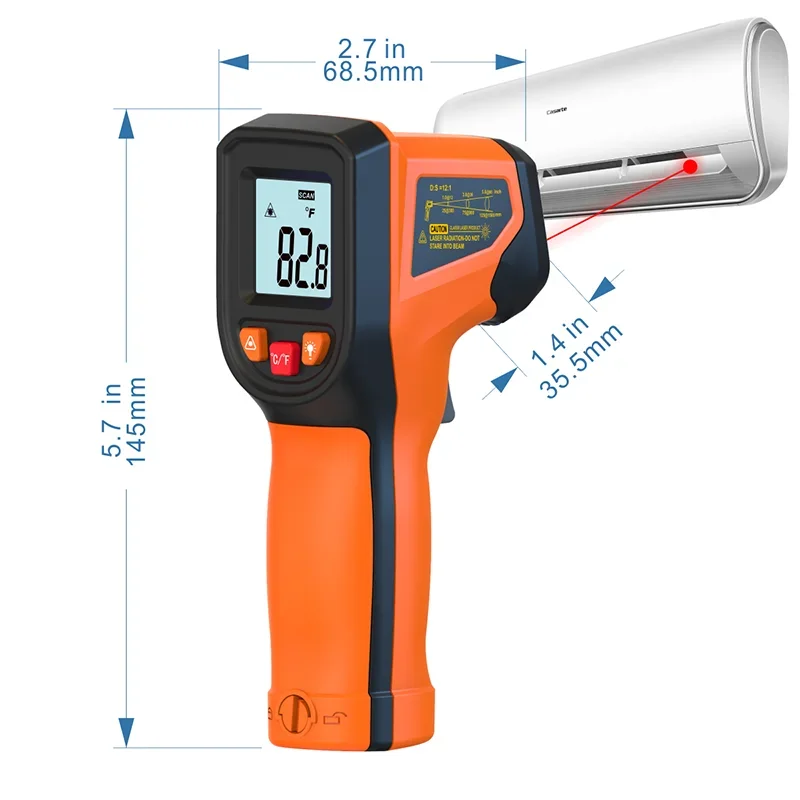 -50~600°C Cyfrowy termometr na podczerwień Laserowy miernik temperatury Bezdotykowy pirometr Imager Higrometr Czujnik podczerwieni Termometro