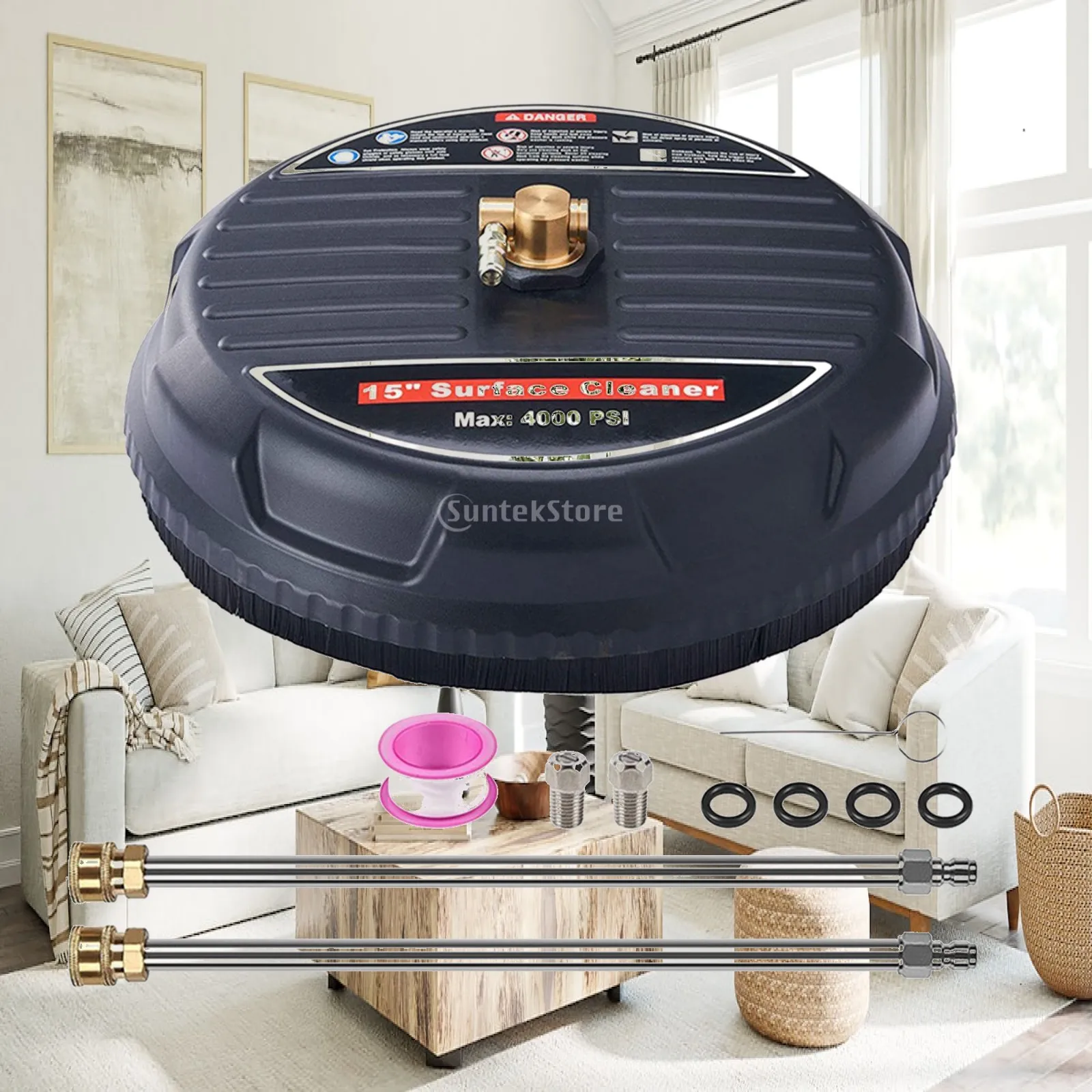 Surface Cleaner Hot Water Pressure Washer 4000 PSI Flat Brush Attachment Power Washer Wand Replacement for Walkway Driveways