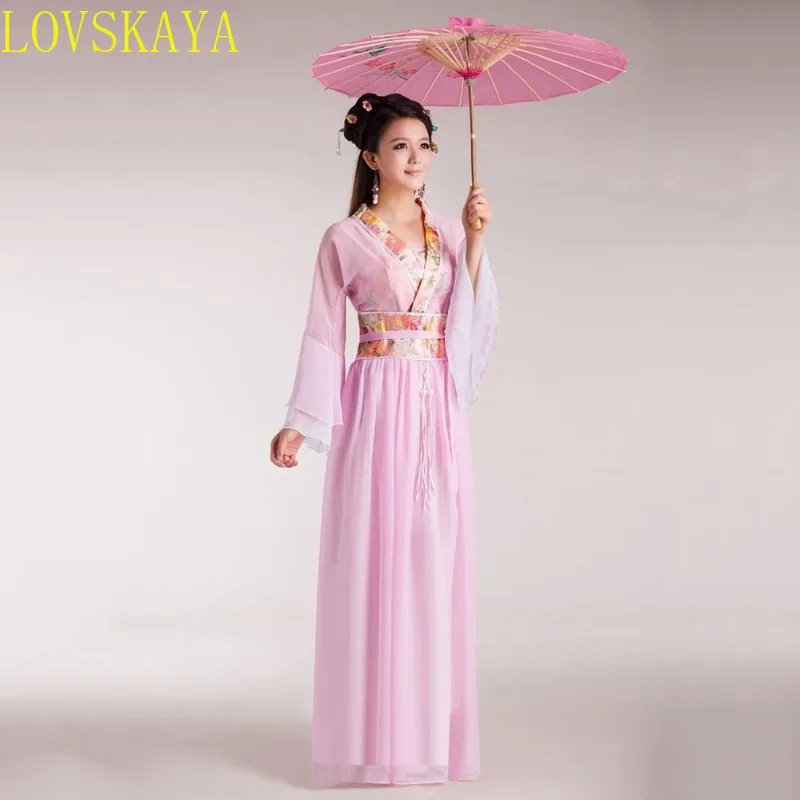 ملابس صينية تقليدية للنساء ، ملابس هانفو بيضاء ، أسرة تانغ الخيالية ، أسرة الأطفال الشعبية ، الجديدة