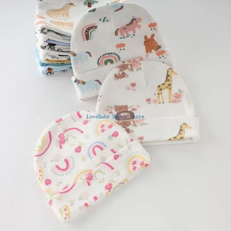 BX0D 3 Set Neonati Berretti Elastici per Cofano e Guanti per Bambini Antigraffio Bordi Elastici Delicati Comfort Mantieni