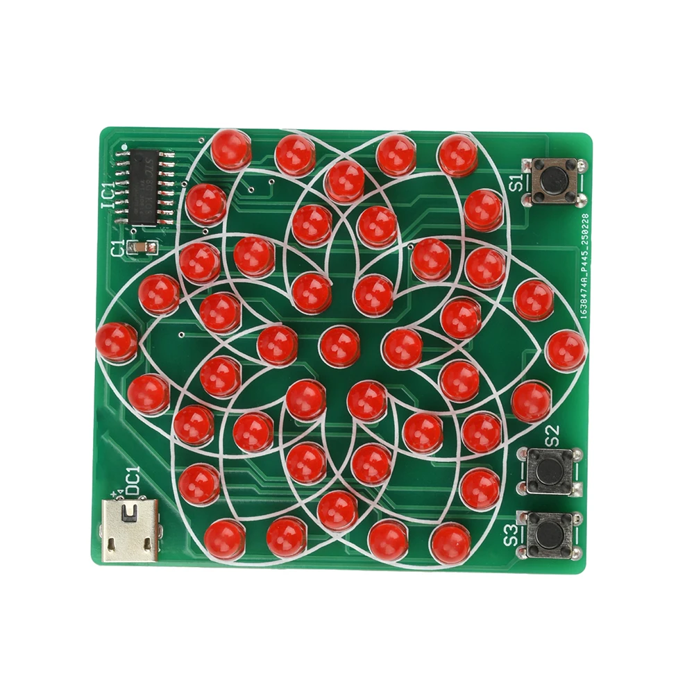 DIY Electronic Kit 43 LED Pattern Module Windmill Flowing Light Board Soldering Project Practice Set for Skills Training