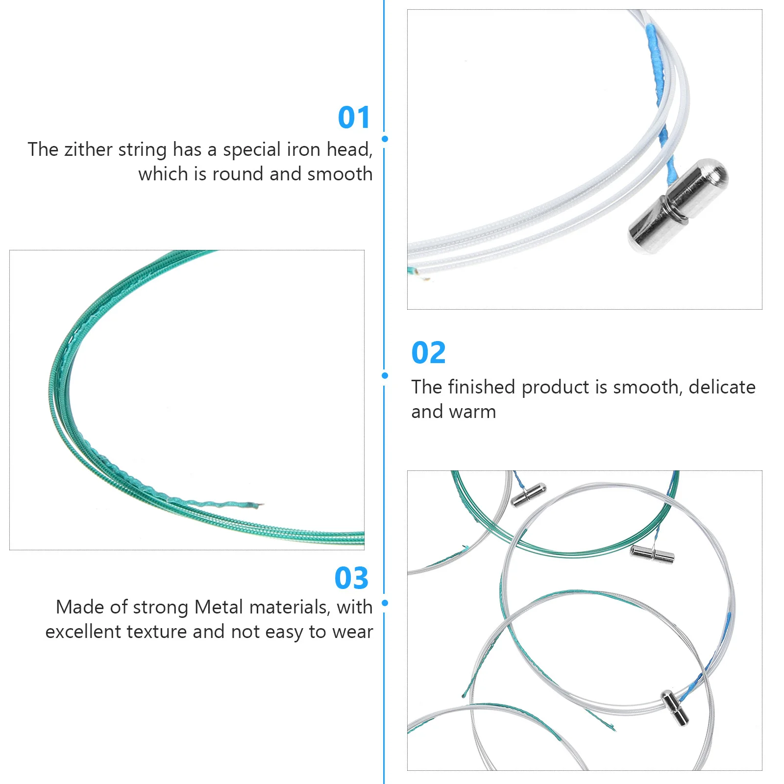 

10pcs Metal Chinese Guzheng String Replacement Durable Strong Professional Clear Sound Simple Practical Gift Universal