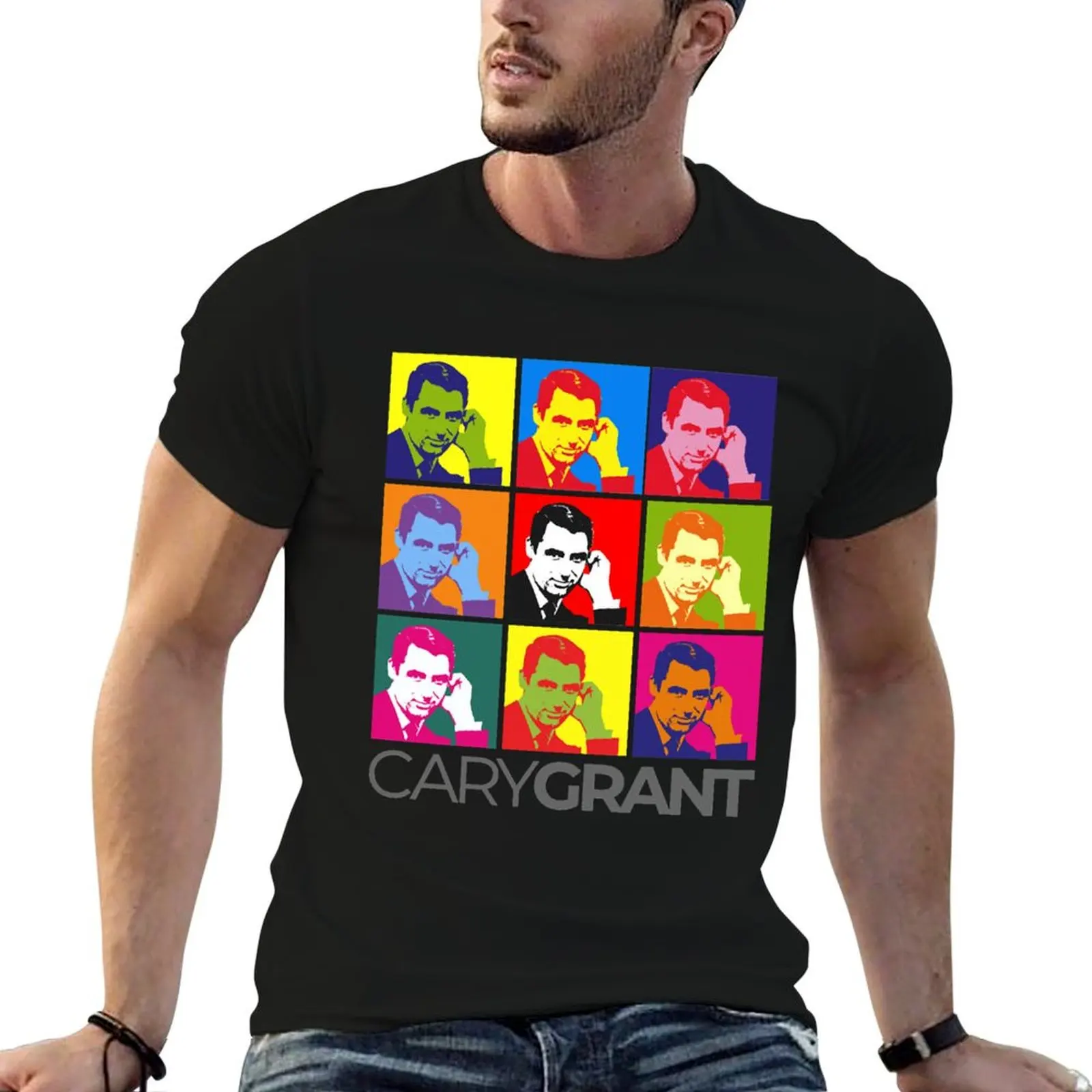 Cary Grant pop-art portrait poster T-Shirt Vintage Style Printed Top