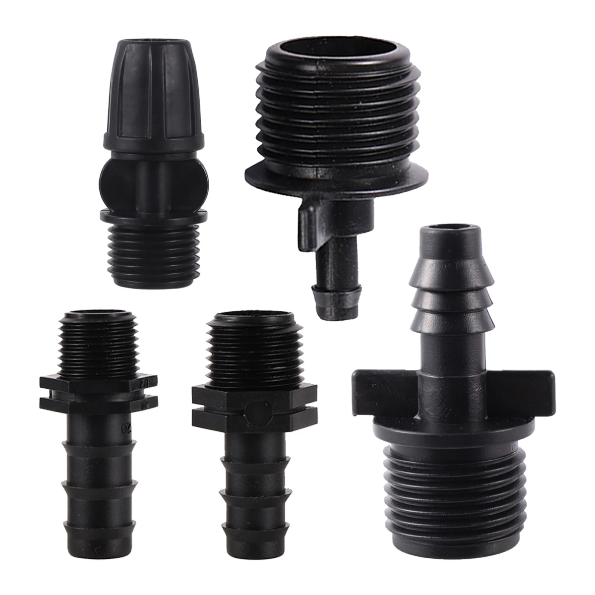 

1/2" Male Thread To 4/7mm 8/11mm DN16 DN20 Barb Black Straight Reducing Connector Gardening Irrigation Micro-Sprinkler Adapter