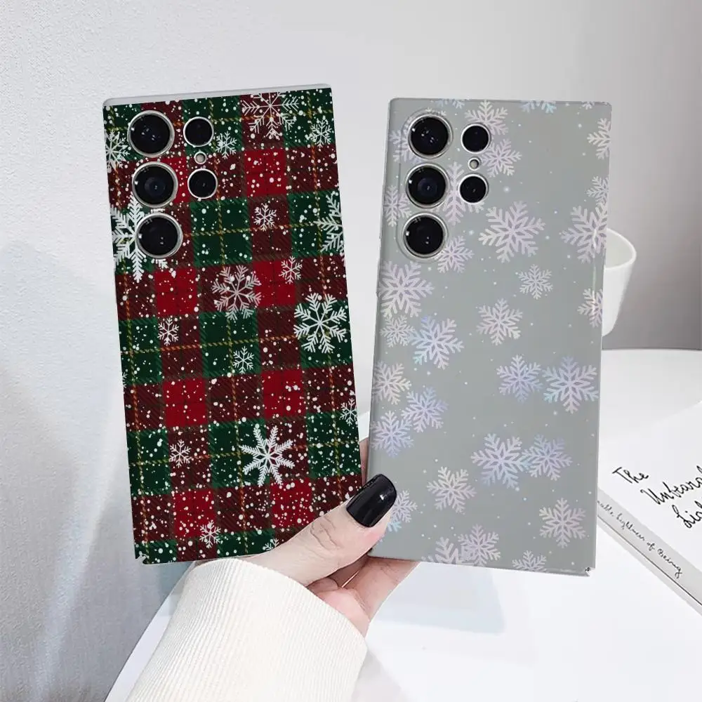 

Winter snowflakes Phone Case For Samsung S25 24 23 ULTRA Plus S22 Glossy HD Hard Cover Film Shell