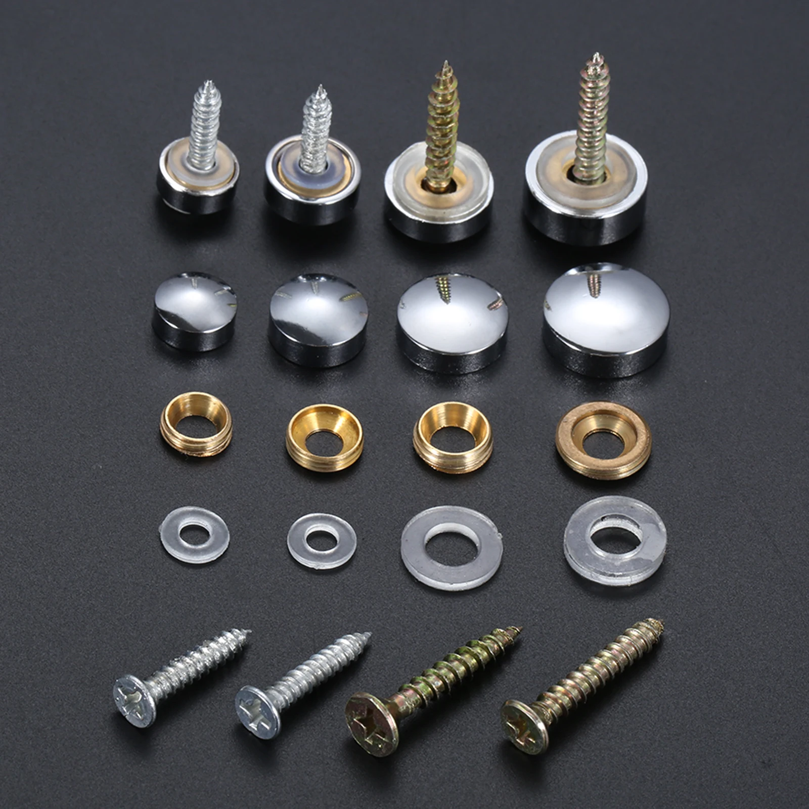 8 Sets Brass Copper Glass Fastener Advertising Screws Mirror Nails Decorative Cover Advertisement Fixing Screw 10/12/14/16mm