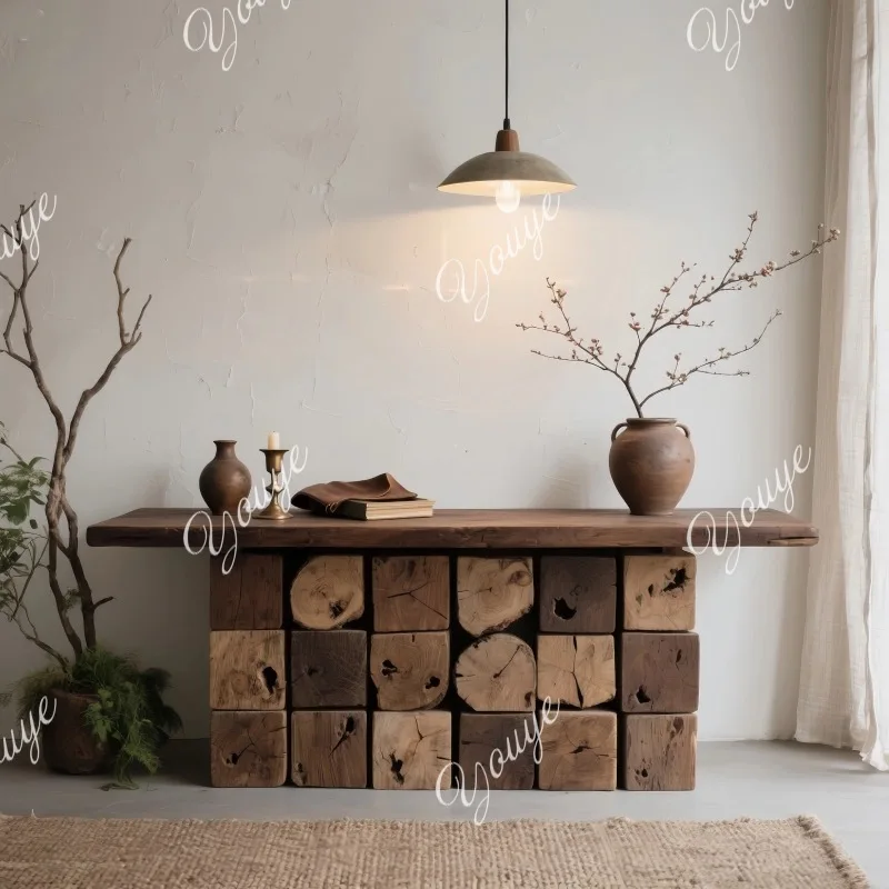 Pagina di cassa in legno massello Banco reception clubhouse retrò Log Tavolo reception bar creativo B&B lobby dell'hotel