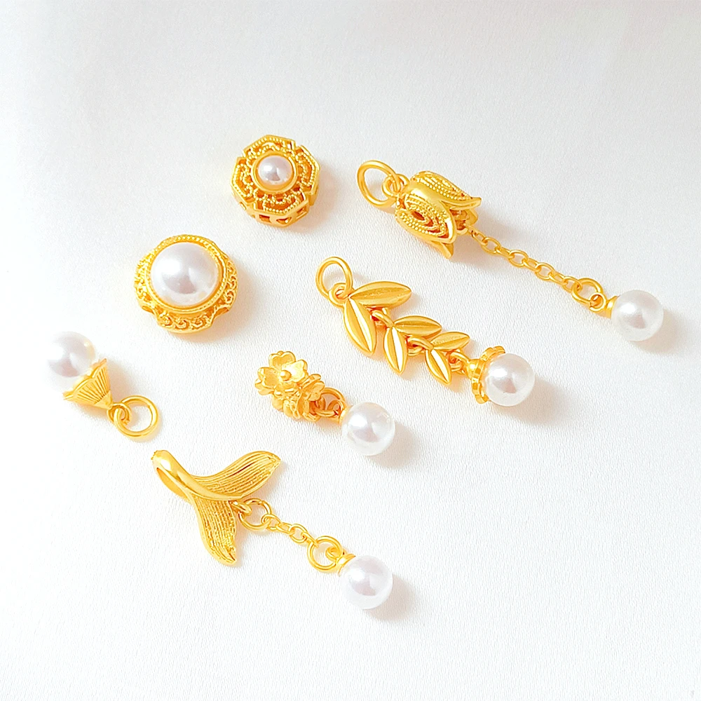 Matte Gold Vintage Flower Tail Pendant with Hollowed Out Spacer Beads DIY Jewelry Making Necklace, Bracelet Clothing Accessories