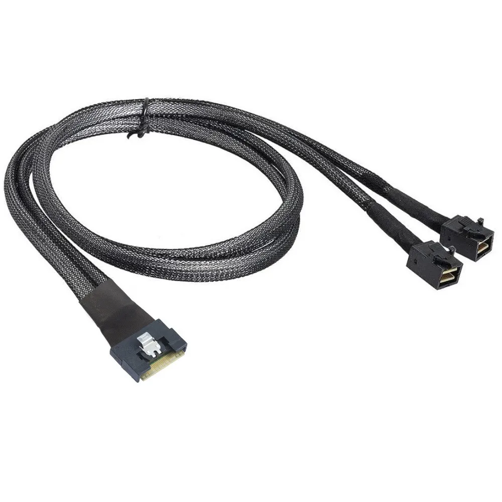 PCI-Express SFF-8654 8i 74Pin PCI-E Ultraport Slimline SAS Slim 4.0 to Dual SFF-8643 4i Mini SAS HD Cable