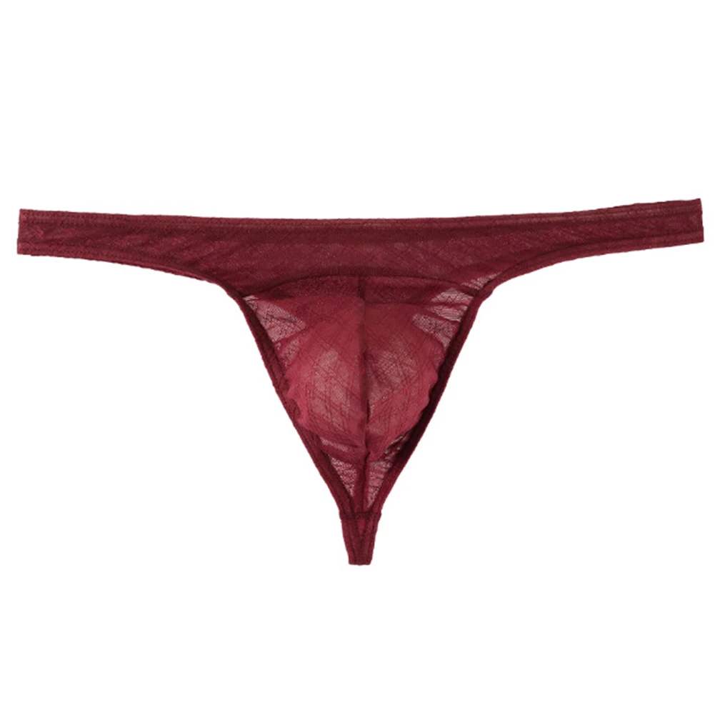 Low Rise Men\\\'s G String Thong in Stretch Mesh Plaid Pattern Soft Erotic Underwear for Gay Lingerie S XL Colors