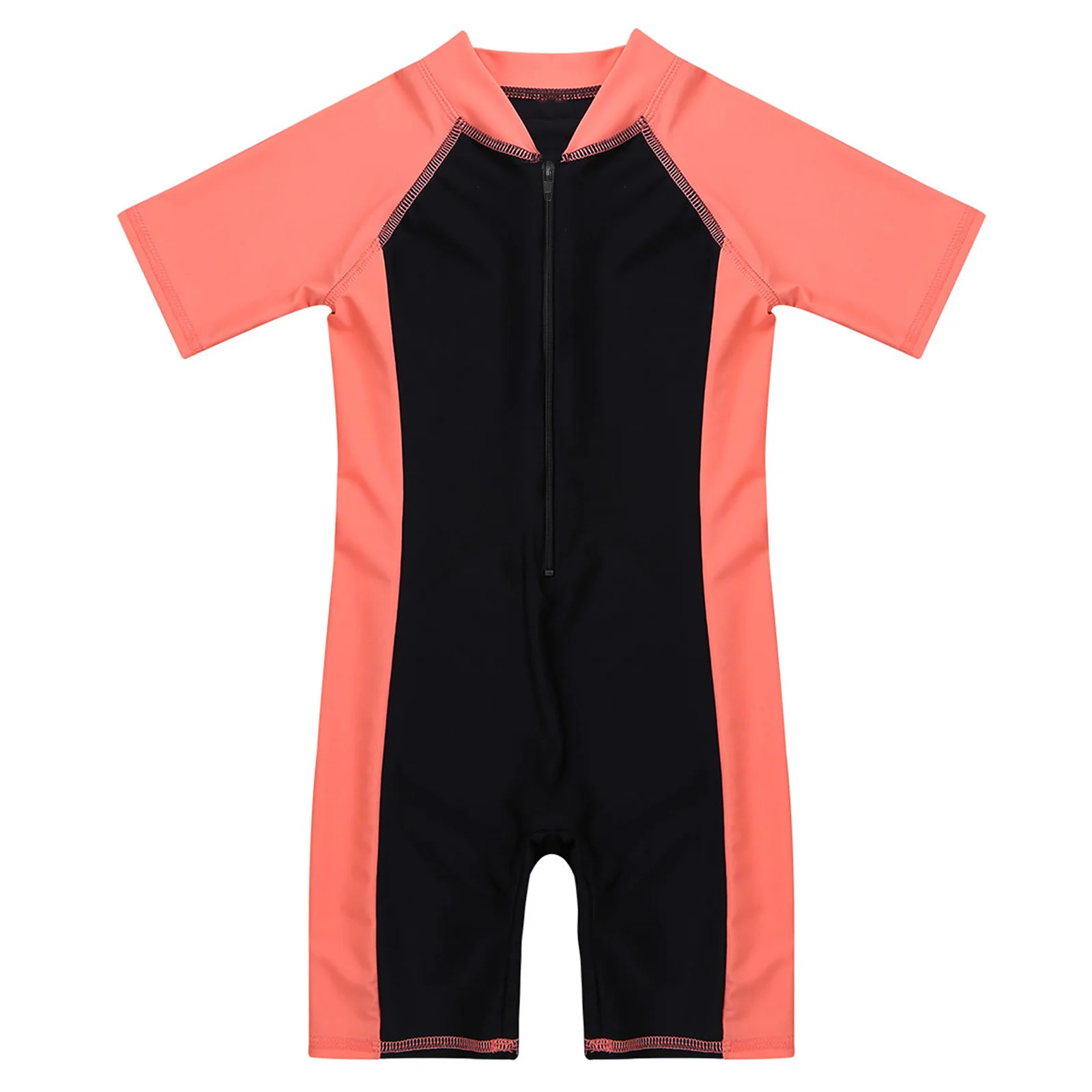 Wetsuits Kids Boys Girls Swimwear Swimsuits Short Sleeves Bodysuit Zippered Shorty Unitard Children's Bathing Suit Wetsuit