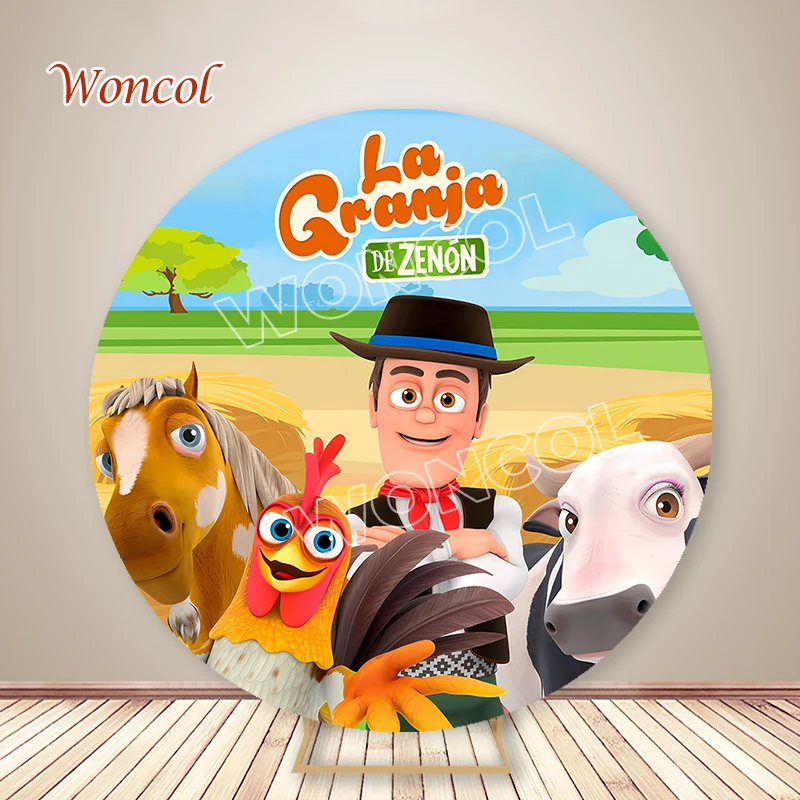 La Granja De Zenon Circle Cover Farm Animal Baby Shower Background La Granja De Zenon Cow Print Cylinder Cover Decor Prop