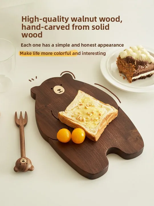 

Cartoon Bear Wooden Cutting Board Real Wood Fruit Cutting Baby Complementary Food Board Cute Nordic Style Kitchen Tool