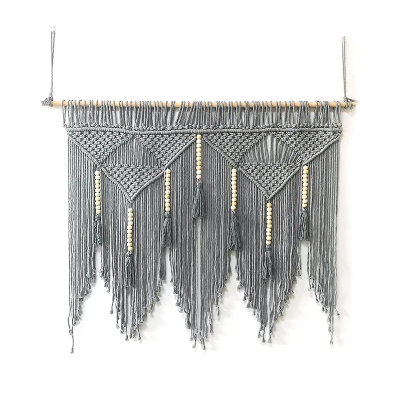 

Macrame Wall Hanging Handwoven Bohemian Cotton Rope Boho Tapestry Home Decor Gray