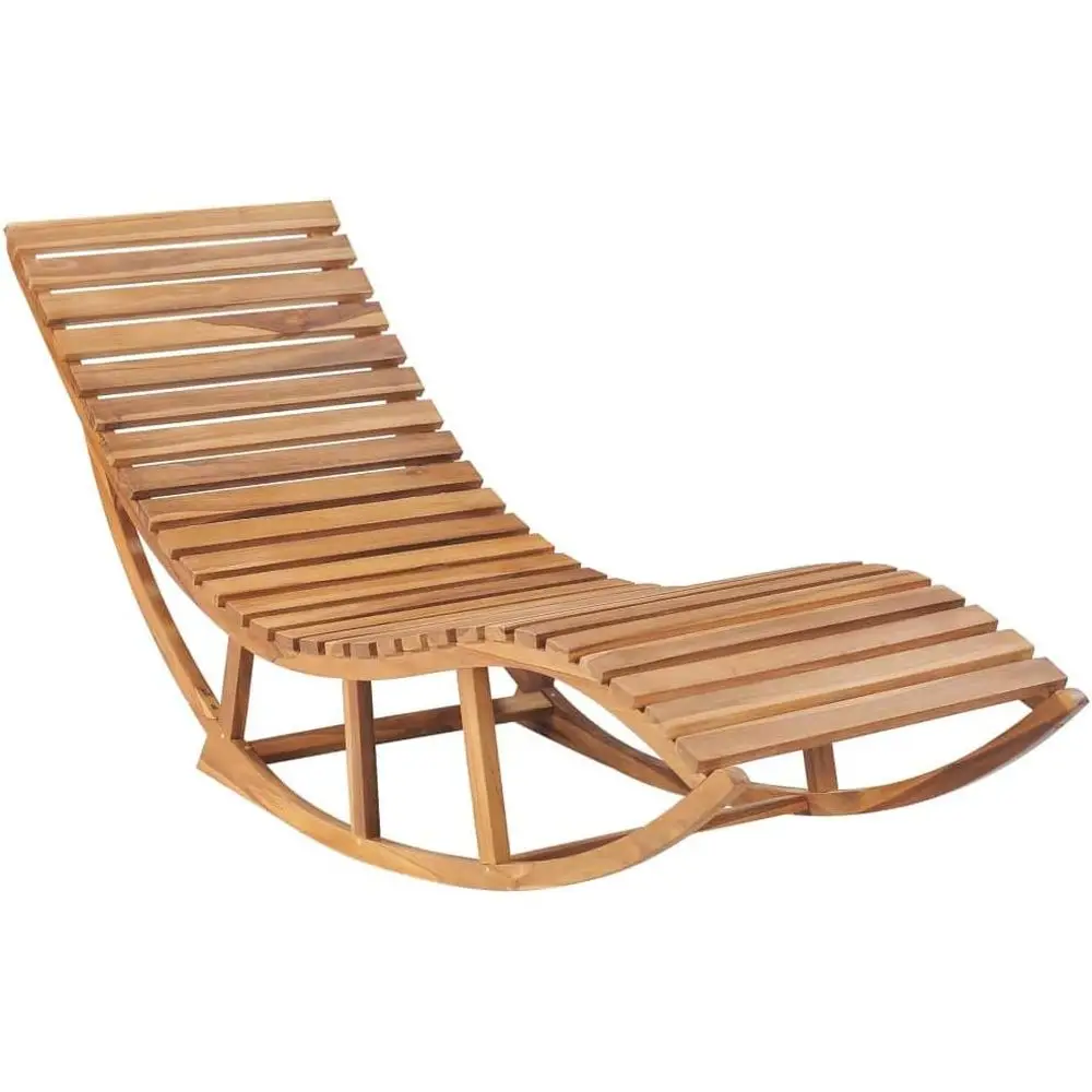 

Teak Outdoor Rocking Sun Lounger | Patio Chaise with Backyard, Pool, Beach Use | 23.6 x 70.9 x 28.7