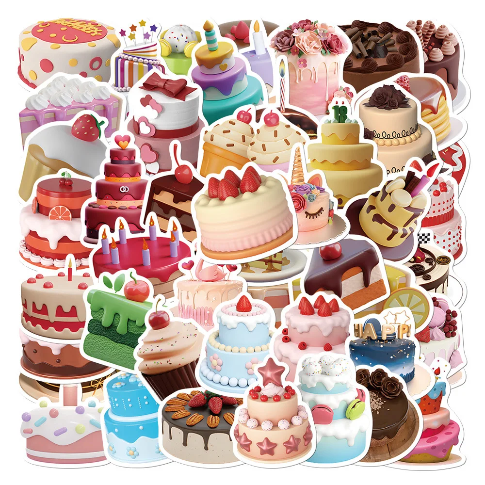

10/30/50pcs Cute Ins Style Cake Cartoon Stickers Waterproof DIY Water Bottle Phone Luggage Graffiti Decals Decoration Supplies
