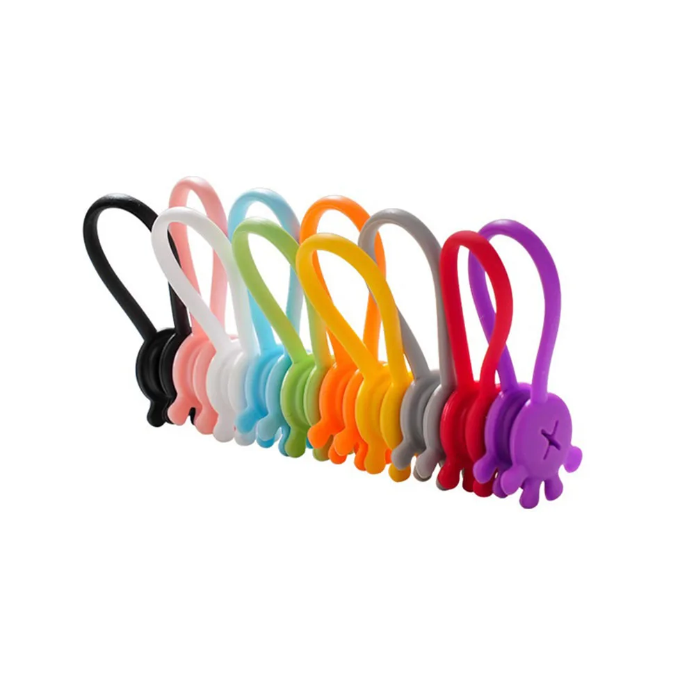 Reusable Magnetic Cable Clips for Organizing Earbuds and Charging Wires Silicone Cable Holders for Desk and Home Cable Control