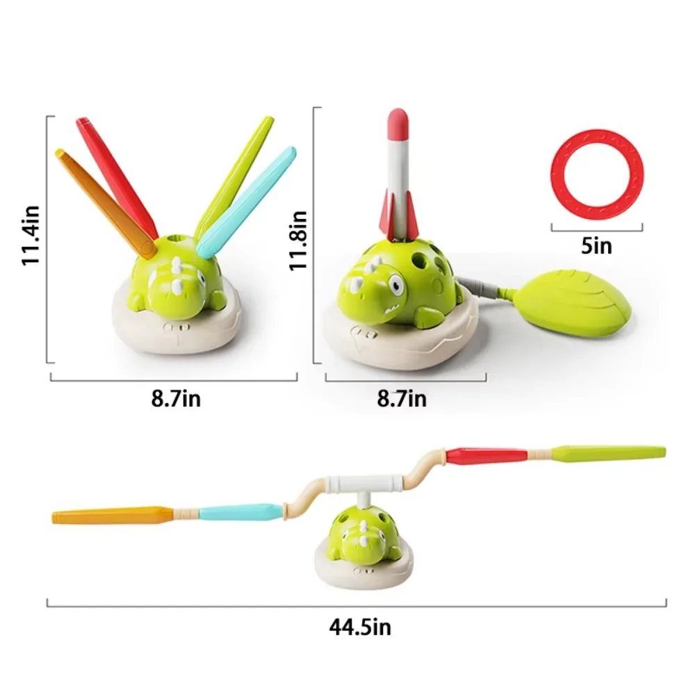 3 ใน 1 Musical Jump,Stomping Launch Rocket Launcher,ไดโนเสาร์ Rocket Launcher & แหวน Toss เกมกระโดดของเล่นเด็กของเล่นกีฬากลางแจ้ง