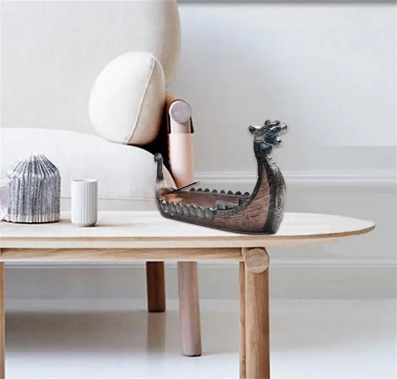 

Retro Incense Burner Dragon Boat Incense Stick Holder Traditional Chinese Design Hand Carved Carving Censer Ornaments Home Decor