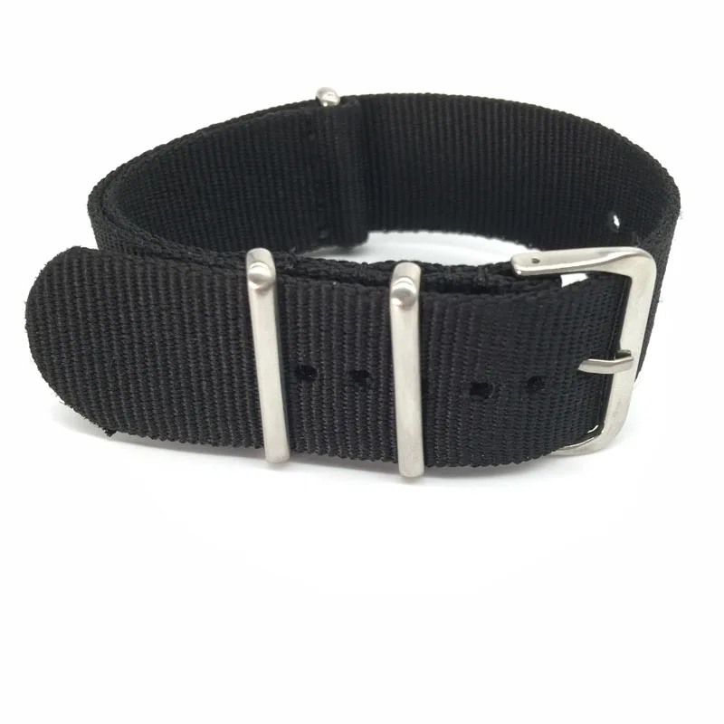 Schwarzes Nylonarmband für 16 mm 18 mm 20 mm 22 mm 24 mm Uhren, Militärstoff, gewebtes Nylonarmband – Detail 2