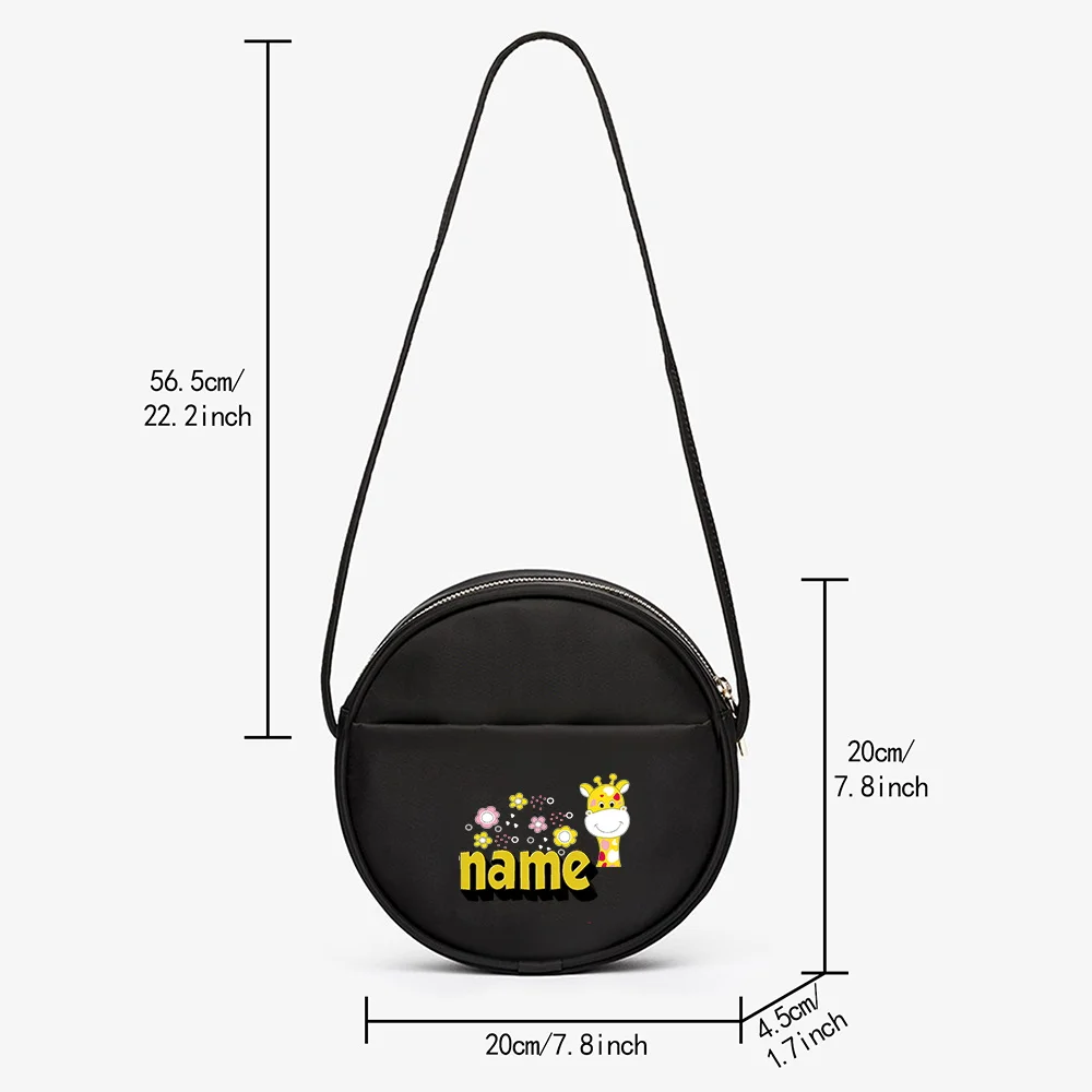 Personalized Customization Name Round Crossbody Bag Women's Shoulder Bag Multifunctional Commuting Storage Bag Giraffe Pattern