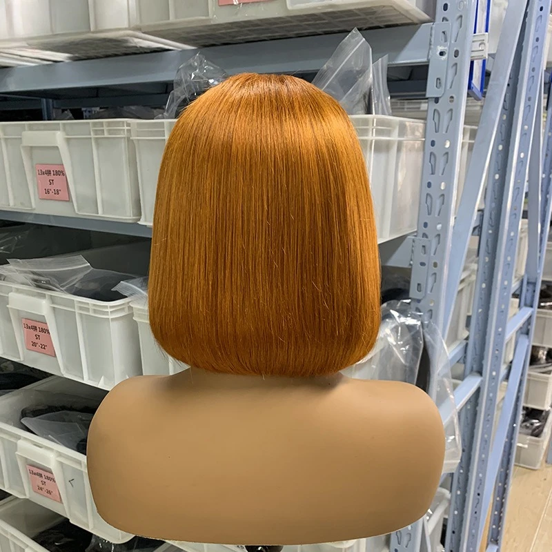 6 Zoll Double Drawn Bob Glatte Echthaarperücke 13x4 Lace Frontal Glueless Perücke Farbe 99J Remy Haarperücken für Frauen – Detail 4