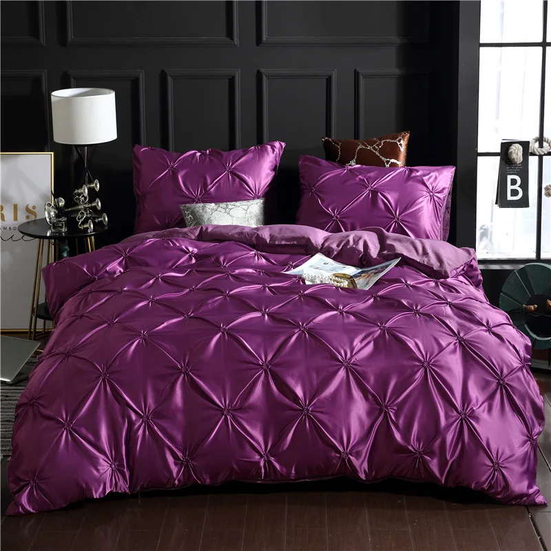 Chiffon Pinched Flower Design Duvet Cover Set with Pillow Cases Fashion Polyester Bedding Set Soft Comfortable Quilt Cover 3pcs view 4