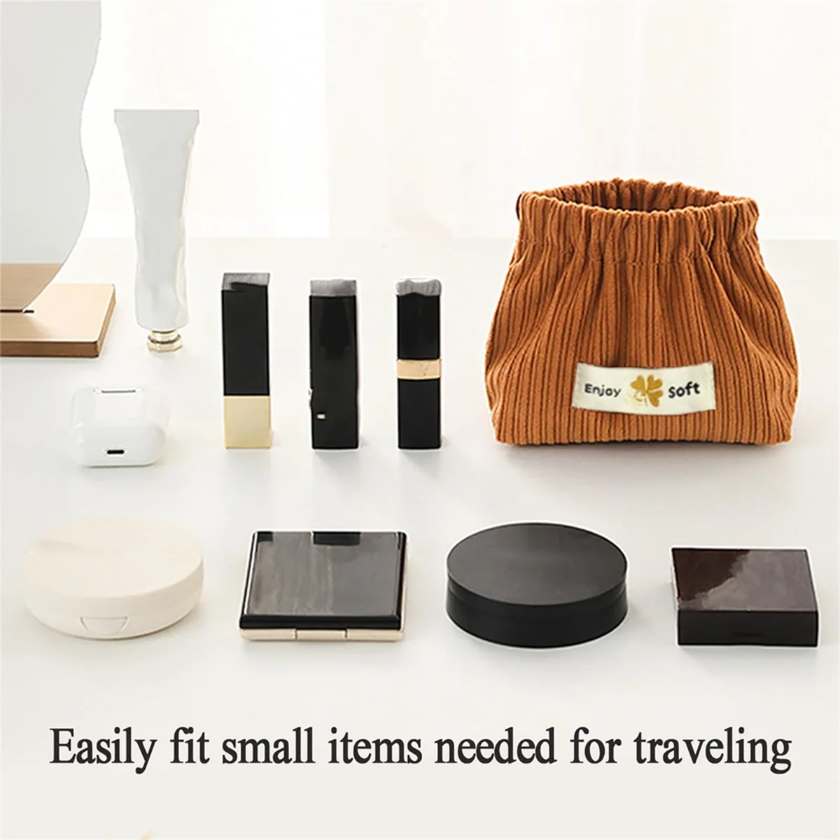 AAA87 Corduroy Storage Bag Lipstick Bag Women'S Cosmetic Bag Snap Storage Bag Automatic Closure Travel Mini Coin Purse