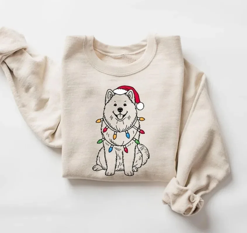 

Samoyed Christmas Sweatshirt Santa Samoyed Dog Sweater Christmas Samoyed Graphic Sweatshirt Hoodie Winter Clothes Women