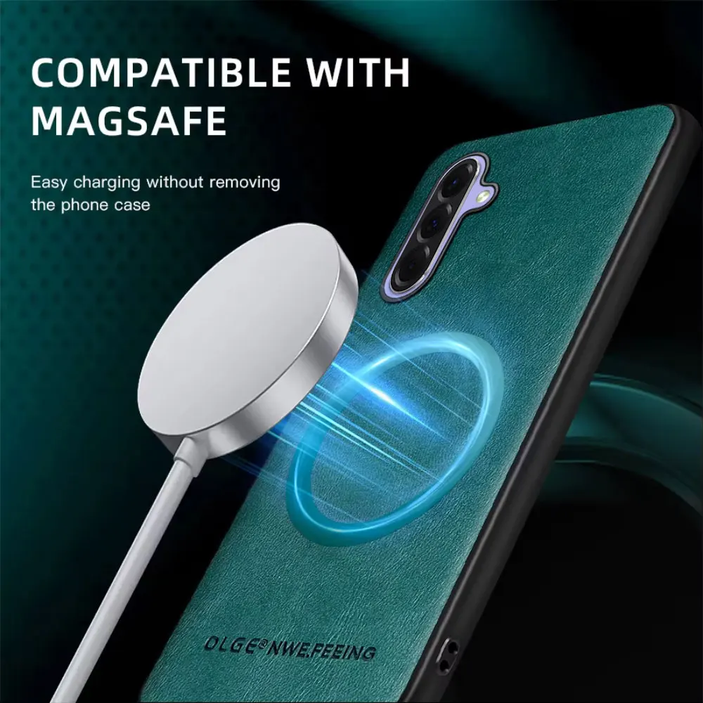 Funda de cuero para teléfono Magsafe para Samsung A56 A36 A26 A16 A55 A35 A25 A15 A54 A34 A24 A14 A53 A33 A05 A06 funda magnética para teléfono