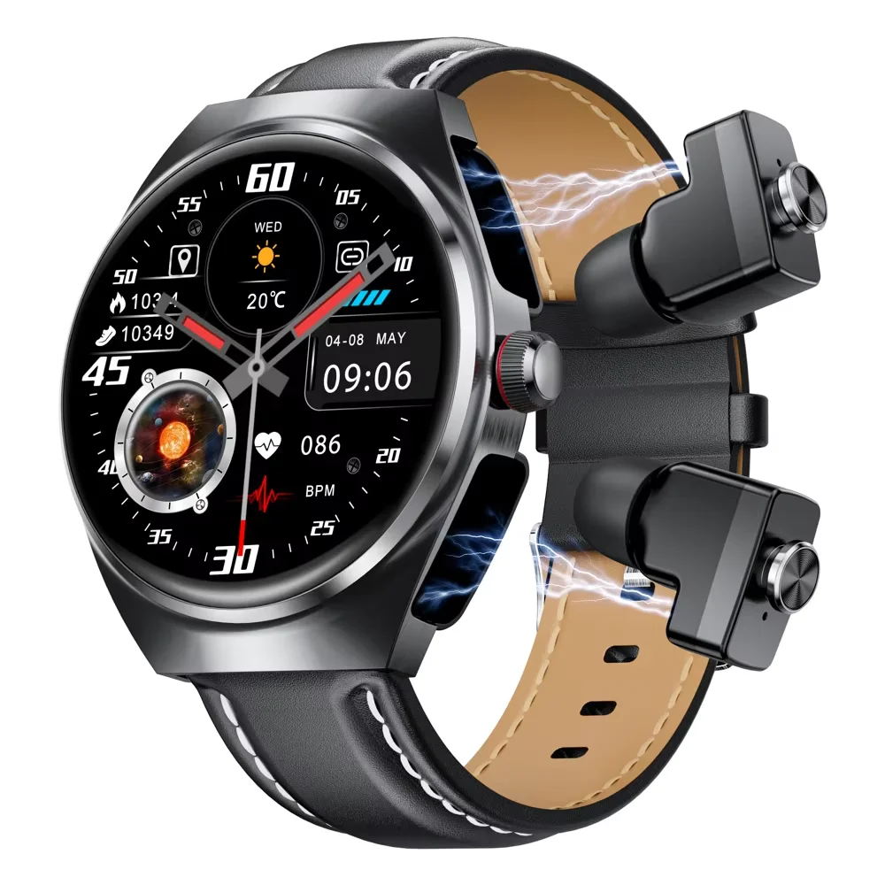 

New TWS Wireless Headset Smart Watch Sports Health Waterproof 2 In 1 Headphone Watches Blue Tooth Call Music Earphone Smartwatch