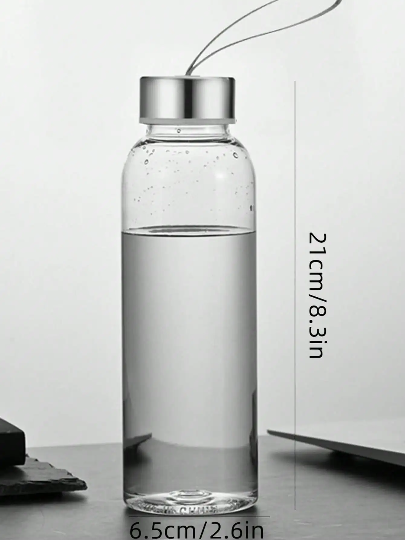 1 PC 600ML Transparent Water Bottle with Carrying Strap, Daily Direct Drinking Cup