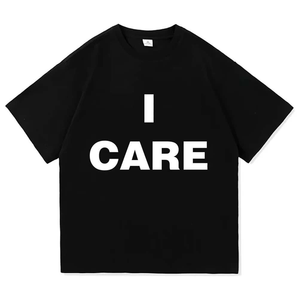 TURNSTILE I Care Tee Letter Print Short Sleeve O‑Neck Tees Unisex Fit Streetwear Couple T‑shirt Daily Wear Tops Men Women Casual