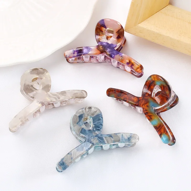 Bgffuy Mini Solid Color Leopard Print Acrylic Cross Crab Claws Hair Clip Korean Fashion Girls Women's Hair Accessories