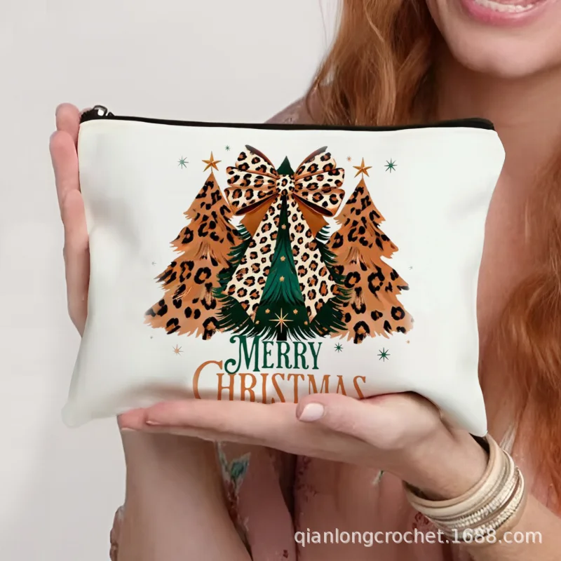 Hot-selling Zipper Style Trendy Makeup Bag, Christmas Print Storage Bag, Pencil Case Can Be Customized Makeup Pouch Make Up Bag