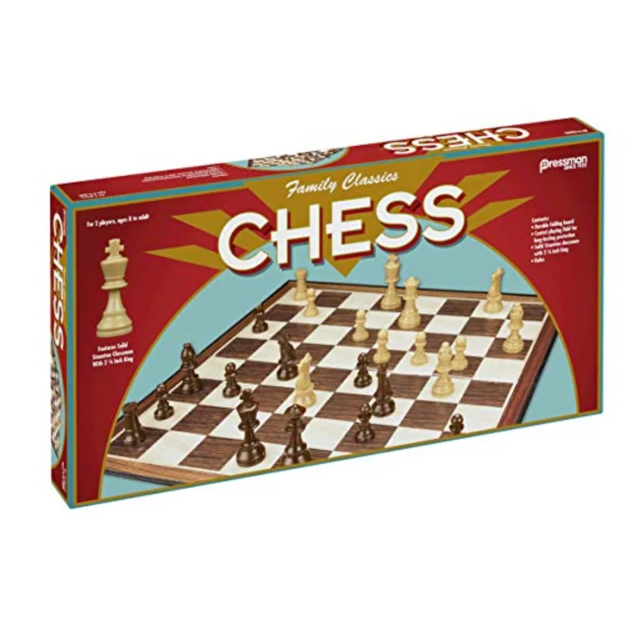 شطرنج كلاسيكي عائلي مع لوح قابل للطي وقطع شطرنج كاملة الحجم مثالية للسفر والمنزل والألعاب الخارجية بتصميم متين مع